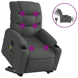 vidaXL Fauteuil inclinable de massage électrique Gris foncé Tissu