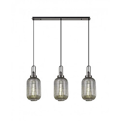 Luminaire Center Suspension 3 ampoules Chrome noir,fumé