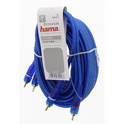 HAMA Câble RCA, 2 mâles - 2 mâles, ligne remote intégrée, 5m, Bleu