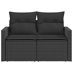 Acheter Maison Chic Canapé de jardin avec coussins 2 places | Canapé d'extérieur | Fauteuil,Banquette Jardin noir résine tressée -MN24188