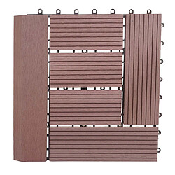 Avis Decoshop26 11x dalles carrelage WPC + finition aspect bois balcon/terrasse 30x30cm = 1 m² couleur café 04_0006199