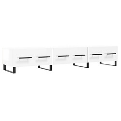 vidaXL Meuble TV blanc brillant 150x36x30 cm bois d'ingénierie