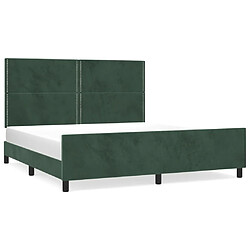 Maison Chic Cadre/structure de lit avec tête de lit pour adulte - Lit Moderne Chambre Vert foncé 180x200 cm Velours -MN44317 