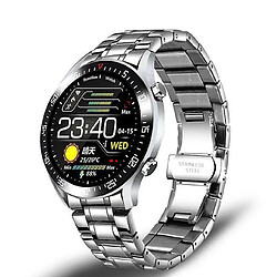 Chrono Montre Connectée Homme Smartwatch Sport AVCE Étanche IP68/Sommeil/Podomètre/Contrôle de la Musique,6 Modes de Sport pour iOS/Android(Argent)