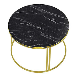 Helloshop26 Table basse ronde 50 x 80 cm marbre noir or 03_0008426