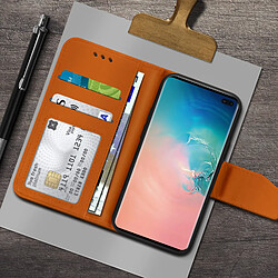 Avizar Housse Samsung Galaxy S10 Plus Cuir Porte-carte Fonction Support Premium marron pas cher