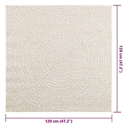 vidaXL Tapis ZIZUR crème 120x120 cm aspect de jute intérieur extérieur pas cher