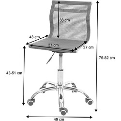 Decoshop26 Chaise de bureau pivotante sans accoudoirs revêtement en maille tissu/textile gris BUR04112