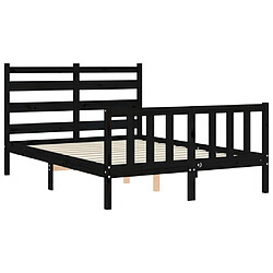 Maison Chic Lit adulte - Cadre Structure de lit avec tête de lit Contemporain noir 120x200 cm bois massif -MN83553 pas cher