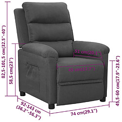 vidaXL Fauteuil inclinable Gris foncé Tissu pas cher