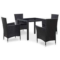 Maison Chic Mobilier à dîner 5 pcs de jardin - Ensemble table et chaises d'extérieur - Salon/Mobilier de jardin classique Résine tressée Noir -MN26778