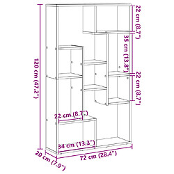 vidaXL Bibliothèque gris béton 72x20x120 cm bois d'ingénierie pas cher