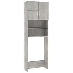 Maison Chic Meuble rangement de salle de bain | Meuble pour machine à laver | Armoire murale de bain Gris béton 64x25,5x190 cm Aggloméré -GKD42858