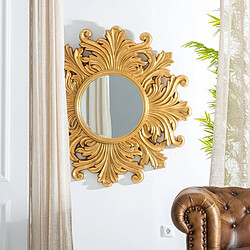 BigBuy Home Miroir mural 114 x 4,5 x 114 cm Verre Doré Bois