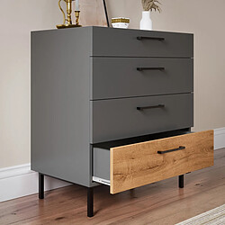 Avis EPIKASA Commode à Tiroirs Volga, Anthracite, Panneau d'Aggloméré Mélaminé, 80x50x90 cm