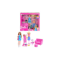 Mattel Barbie Coffret Séance d'Essayage avec Poupée Mannequin et Accessoires Bleu