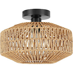 Stoex Lampe De Plafond Tissé En Corde De Chanvre F30CM Plafonnier Rétro E27 Luminaire Plafonnier Classique D'Intérieur Pour Salon, Salle À Manger