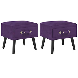 Maison Chic Lot de 2 Tables de chevet - Tables de Nuit Violet foncé 40x35x40 cm Velours