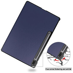 Etui en PU avec support tri-pliure bleu foncé pour votre Samsung Galaxy Tab S7 FE SM-T730/SM-T736