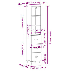 vidaXL Buffet haut Sonoma gris 34,5x34x180 cm Bois d'ingénierie pas cher