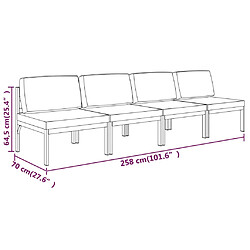 vidaXL Canapé de jardin 4 places avec coussins Aluminium Anthracite pas cher