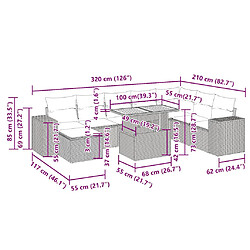 vidaXL Salon de jardin avec coussins 9 pcs beige résine tressée acacia pas cher