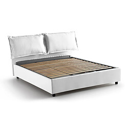 Avis Autrement Talamo Italia Veronica lit double avec conteneur, Made in Italy, en tissu déhoussable, 160x200 cm, avec ouverture frontale, Blanc, avec matelas inclus.