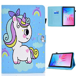 Etui en PU motif de couture avec support pour Huawei Enjoy Tablet 2/MatePad T 10 9.7 pouces/T 10S 10.1 pouces/Pad X6 9.7 pouces - Licorne arc-en-ciel