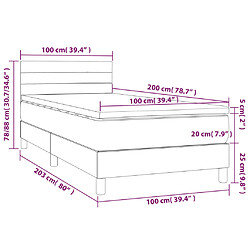 Maison Chic Lit adulte- Lit + matelas,Sommier à lattes de lit avec matelas LED Gris foncé 100x200 cm -GKD27667 pas cher