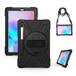 Coque en TPU combo en forme de x avec béquille et dragonne noir pour votre Samsung Galaxy Tab S6 SM-T860 (Wi-Fi)/T865 (LTE)