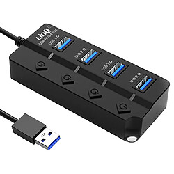 Hub USB vers USB 3.0 et 3x USB 2.0 Transfert de données 5Gb/s LinQ Noir