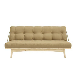 Inside 75 Banquette futon FOLK en pin massif coloris beige blé couchage 130 x 190 cm.