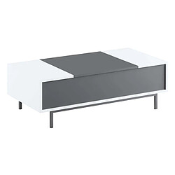 Hanah Home Table basse en aggloméré blanc et anthracite Force pieds argentés.