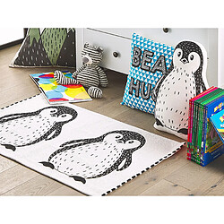 Acheter Beliani Tapis enfant motif pingouin noir / blanc 60 x 90 cm HAJDARABAD