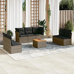 vidaXL Salon de jardin 8 pcs avec coussins gris résine tressée