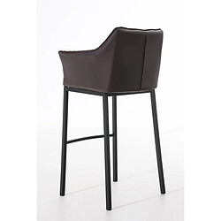 Acheter Decoshop26 Tabouret de bar chaise haute de comptoir couture carrées assise en PVC marron 4 pieds stables en métal noir 10_0004686