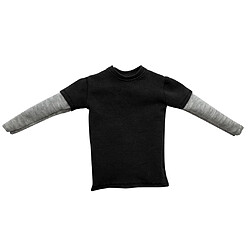 T-shirt Long Noir à Manches Doubles Pour Homme à L'échelle 1/6 Pour Figurine 12 ''