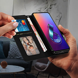 Avizar Housse Asus ZenFone 6 Étui Folio Porte carte Support Vidéo noir pas cher