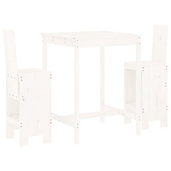 Maison Chic Table de bar et chaises d'extérieur 3 pcs,Ensemble de bar de jardin pour relax blanc bois de pin massif -GKD475472