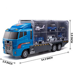 Universal Camions jouets Véhicules de construction Camions de transport de police 10 en 1 Mini plastique moulé sous pression Jouer Voiture Voiture Jouet Set(Bleu)