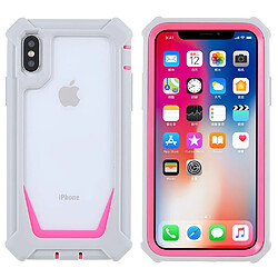 Coque en TPU + acrylique anti-rayures, détachable 2-en-1 gris/rose pour votre iPhone X/XS 5.8 pouces