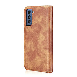 Dg.Ming Etui en PU + TPU Split 2-en-1 détachable marron pour votre Samsung Galaxy S21 FE