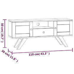 vidaXL Meuble TV 110x30x35 cm Bois de teck solide pas cher