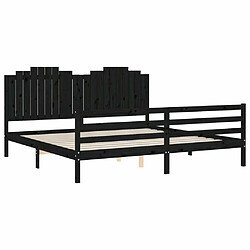 Maison Chic Lit adulte - Cadre Structure de lit avec tête de lit Contemporain noir 200x200 cm bois massif -MN79769 pas cher