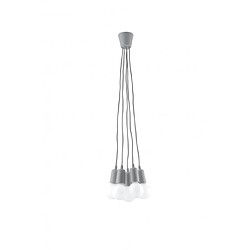 Luminaire Center Suspension DIEGO PVC gris 5 ampoules