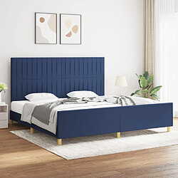 Maison Chic Lit adulte - Cadre Structure de lit avec tête de lit Contemporain Bleu 200 x 200 cm Tissu -MN14419