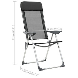 vidaXL Chaises pliables de camping 4 pcs Noir Aluminium pas cher