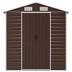 Helloshop26 Abri de jardin cabane cabanon maison de stockage remise extérieur hangar outils robuste 191 x 470 x 198 cm acier galvanisé marron 02_0022272