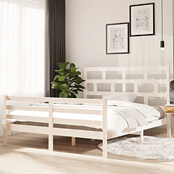 Maison Chic Lit adulte - Lit simple Cadre de lit,Structure du lit Contemporain Blanc Bois de pin massif 160x200 cm -MN42728