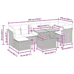 vidaXL Salon de jardin 8 pcs avec coussins noir résine tressée pas cher